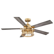 Cargar imagen en el visor de la galería, 52&quot; Lucknow Industrial Black Reversible Ceiling Fan with Lighting and Remote Control
