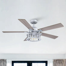 Cargar imagen en el visor de la galería, 52&quot; Lucknow Industrial Black Reversible Ceiling Fan with Lighting and Remote Control
