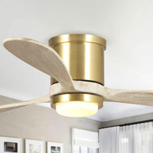 Cargar imagen en el visor de la galería, 52&quot; Mayna Modern Flush Mount Reversible Ceiling Fan with LED Lighting and Remote Control
