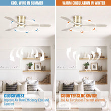 Cargar imagen en el visor de la galería, 52&quot; Mayna Modern Flush Mount Reversible Ceiling Fan with LED Lighting and Remote Control
