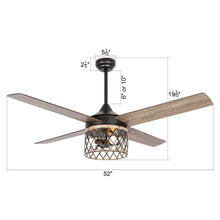 Cargar imagen en el visor de la galería, 52&quot; Mirelle Farmhouse Downrod Mount Reversible Ceiling Fan with Lighting and Remote Control
