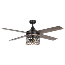 Cargar imagen en el visor de la galería, 52&quot; Mirelle Farmhouse Downrod Mount Reversible Ceiling Fan with Lighting and Remote Control
