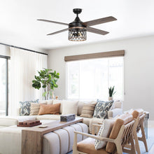 Cargar imagen en el visor de la galería, 52&quot; Mirelle Farmhouse Downrod Mount Reversible Ceiling Fan with Lighting and Remote Control
