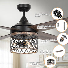 Cargar imagen en el visor de la galería, 52&quot; Mirelle Farmhouse Downrod Mount Reversible Ceiling Fan with Lighting and Remote Control
