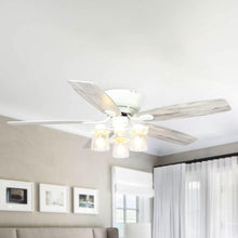 Cargar imagen en el visor de la galería, 52&quot; Traditional Flush Mount Reversible Ceiling Fan with Lighting and Remote Control
