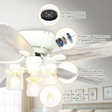 Cargar imagen en el visor de la galería, 52&quot; Traditional Flush Mount Reversible Ceiling Fan with Lighting and Remote Control
