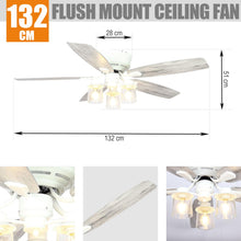 Cargar imagen en el visor de la galería, 52&quot; Traditional Flush Mount Reversible Ceiling Fan with Lighting and Remote Control
