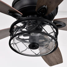 Cargar imagen en el visor de la galería, 52&quot; Nilgril Farmhouse Downrod Mount Reversible Ceiling Fan with Lighting and Remote Control
