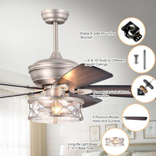 Cargar imagen en el visor de la galería, 52&quot; Nilgril Farmhouse Downrod Mount Reversible Ceiling Fan with Lighting and Remote Control
