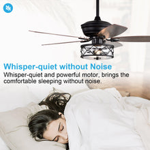 Cargar imagen en el visor de la galería, 52&quot; Nilgril Farmhouse Downrod Mount Reversible Ceiling Fan with Lighting and Remote Control
