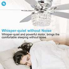 Load image into Gallery viewer, 52&quot; Panipat Modern Chrome Flush Mount Reversible Crystal Ceiling Fan with Lighting and Remote Control
