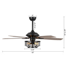 Cargar imagen en el visor de la galería, 52&quot; Paquette Industrial Downrod Mount Reversible Ceiling Fan with Lighting and Remote Control
