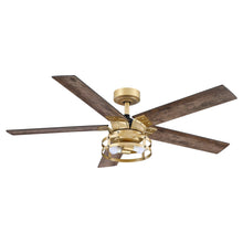 Cargar imagen en el visor de la galería, 52&quot; Prayag Industrial Downrod Mount Reversible Ceiling Fan with Lighting and Remote Control
