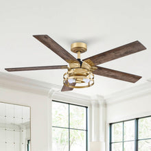 Cargar imagen en el visor de la galería, 52&quot; Prayag Industrial Downrod Mount Reversible Ceiling Fan with Lighting and Remote Control
