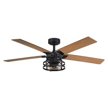 Cargar imagen en el visor de la galería, 52&quot; Prayag Industrial Downrod Mount Reversible Ceiling Fan with Lighting and Remote Control
