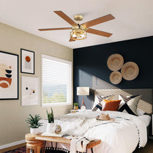 Cargar imagen en el visor de la galería, 52&quot; Prayag Industrial Downrod Mount Reversible Ceiling Fan with Lighting and Remote Control
