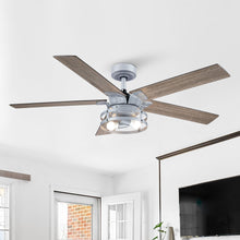 Cargar imagen en el visor de la galería, 52&quot; Prayag Industrial Downrod Mount Reversible Ceiling Fan with Lighting and Remote Control
