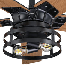 Cargar imagen en el visor de la galería, 52&quot; Prayag Industrial Downrod Mount Reversible Ceiling Fan with Lighting and Remote Control
