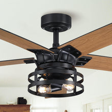 Cargar imagen en el visor de la galería, 52&quot; Prayag Industrial Downrod Mount Reversible Ceiling Fan with Lighting and Remote Control
