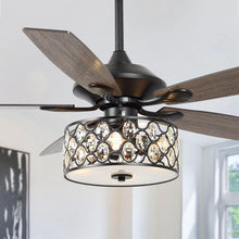 Cargar imagen en el visor de la galería, 52&quot; Tibuh Modern Downrod Mount Reversible Crystal Ceiling Fan with Lighting and Remote Control
