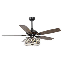 Cargar imagen en el visor de la galería, 52&quot; Tibuh Modern Downrod Mount Reversible Crystal Ceiling Fan with Lighting and Remote Control
