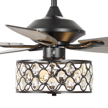 Cargar imagen en el visor de la galería, 52&quot; Tibuh Modern Downrod Mount Reversible Crystal Ceiling Fan with Lighting and Remote Control
