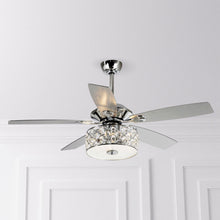 Cargar imagen en el visor de la galería, 52&quot; Tibuh Modern Downrod Mount Reversible Crystal Ceiling Fan with Lighting and Remote Control
