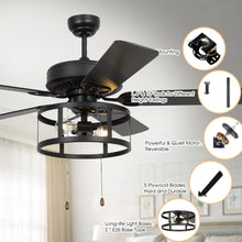 Cargar imagen en el visor de la galería, 52&quot; Urbana Downrod Mount Reversible Industrial Ceiling Fan with Lighting and Pull Chain
