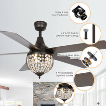 Cargar imagen en el visor de la galería, 52&quot; Varanasi Traditional Downrod Mount Ceiling Fan with Lighting and Remote Control
