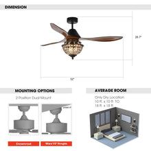 Cargar imagen en el visor de la galería, 52&quot; Vicky Farmhouse DC Motor Downrod Mount Reversible Ceiling Fan with Lighting and Remote Control
