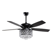 Load image into Gallery viewer, 52&quot; Wethington Modern Downrod Mount Reversible Crystal Ceiling Fan with Lighting and Remote Control
