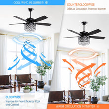 Load image into Gallery viewer, 52&quot; Wethington Modern Downrod Mount Reversible Crystal Ceiling Fan with Lighting and Remote Control
