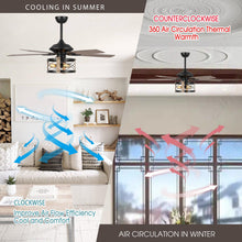 Cargar imagen en el visor de la galería, 52&quot; Wisner Industrial Downrod Mount Reversible Ceiling Fan with Lighting and Remote Control
