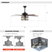 Cargar imagen en el visor de la galería, 52&quot; Wisner Industrial Downrod Mount Reversible Ceiling Fan with Lighting and Remote Control
