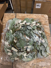 Load image into Gallery viewer, 24 Inch Summer Spring Ivory Flowers Wreath for Front Door, Everyday Lamb Ears Leaves Wreath with White Artificial Flower for Indoor and Outdoor, Rusti
