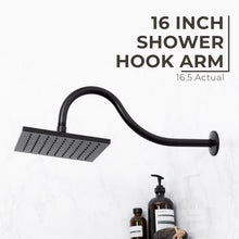 Carregar imagem no visualizador da galeria, 16 in. High-Arc Hook Shower Head Extension Arm (Black Finish)
