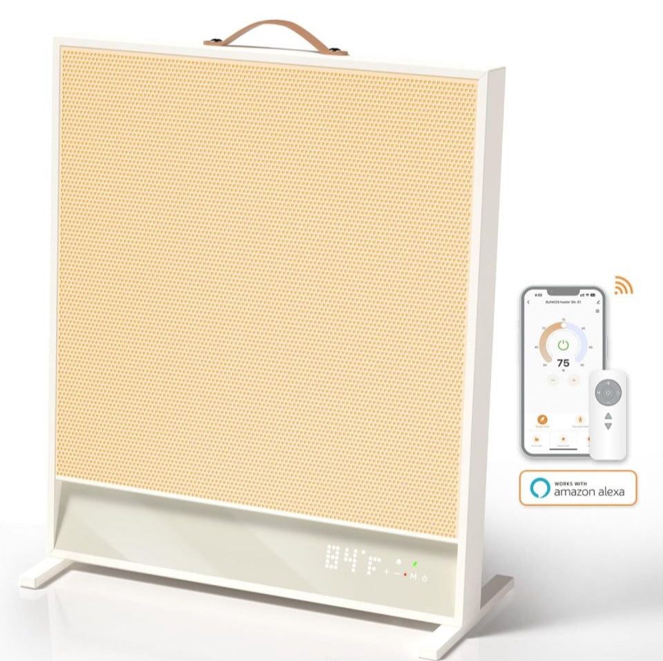 Portable Electric Space Heater - Safe and Quiet Heater for Indoor, Large Room, Office, Bedroom, and Garage Use, Advanced Far-Infrared Heat with Thermo