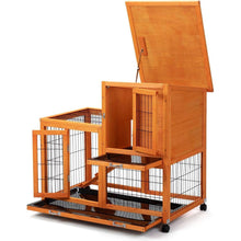 Load image into Gallery viewer, Detachable Rabbit Hutch with Removable Tray and Rolling Casters, Orange
