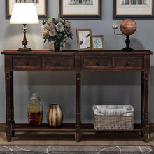 Cargar imagen en el visor de la galería, Console Table Sofa Table Easy Assembly with Two Storage Drawers and Bottom Shelf for Living Room, Entryway (Espresso)
