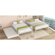 Load image into Gallery viewer, Full XL Over Queen Metal Bunk Bed with Twin Size Trundle, White
