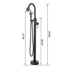 Cargar imagen en el visor de la galería, Freestanding Tub Filler Bathtub Faucet Matte Black with Hand Held Shower Floor-Mount
