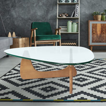 Load image into Gallery viewer, Light walnut Triangle coffee table Wood Base for living room
