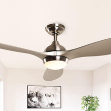 Cargar imagen en el visor de la galería, 56&quot; Bernardino Modern Brushed Nickel DC Motor Downrod Mount Reversible Ceiling Fan with Lighting and Remote Control
