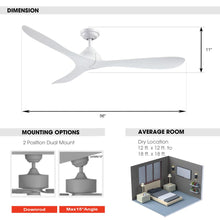 Cargar imagen en el visor de la galería, 56&quot; Modern DC Motor Downrod Mount Reversible Ceiling Fan with Remote Control
