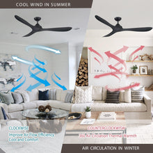 Cargar imagen en el visor de la galería, 56&quot; Modern DC Motor Downrod Mount Reversible Ceiling Fan with Remote Control
