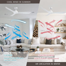 Cargar imagen en el visor de la galería, 56&quot; Modern DC Motor Downrod Mount Reversible Ceiling Fan with Remote Control
