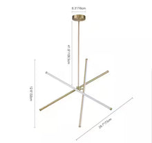 Load image into Gallery viewer, HUOKU 40-Watt 3-Light Dimmable Integrated LED Aged Brass Sputnik, Tubed Linear, Cylinder Chandelier for Dining Room
