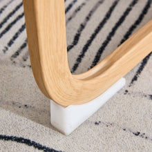 Load image into Gallery viewer, White stone burning tabletop with rubber wooden legs, foldable computer desk, foldable office desk, Modern PU leather high back cushion side chair with wood grain metal legs.
