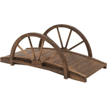 Load image into Gallery viewer, 3.3ft Wooden Garden Bridge Arc Footbridge with Half-Wheel Style Railings &amp; Solid Fir Construction, Stained Wood
