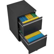 Load image into Gallery viewer, 2 Drawer File Cabinet with Lock, Metal Under Desk Rolling Filing Cabinet fits Letter/Legal/A4 Size for Home Office, Mobile Filing Cabinet, Assemble Required, Black
